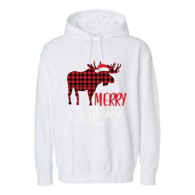 Merry Christmoose Family Christmas Pajamas Moose Funny Gift Garment-Dyed Fleece Hoodie