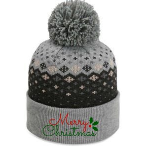 Merry Christmas Festive Logo The Baniff Cuffed Pom Beanie