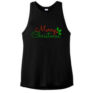 Merry Christmas Festive Logo Ladies PosiCharge Tri-Blend Wicking Tank