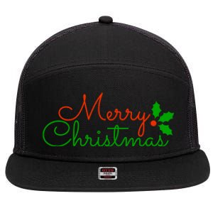 Merry Christmas Festive Logo 7 Panel Mesh Trucker Snapback Hat