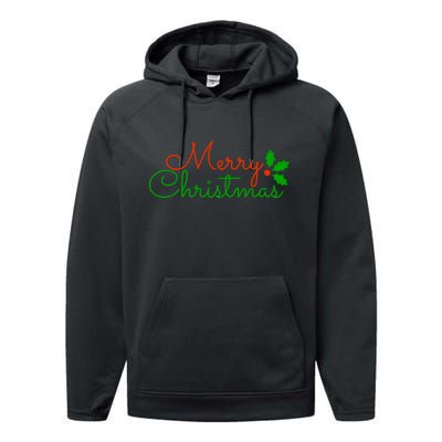 Merry Christmas Festive Logo Performance Fleece Hoodie