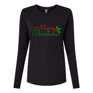 Merry Christmas Festive Logo Womens Cotton Relaxed Long Sleeve T-Shirt