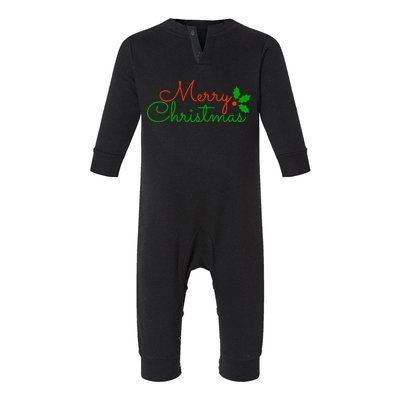 Merry Christmas Festive Logo Infant Fleece One Piece