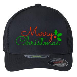 Merry Christmas Festive Logo Flexfit Unipanel Trucker Cap