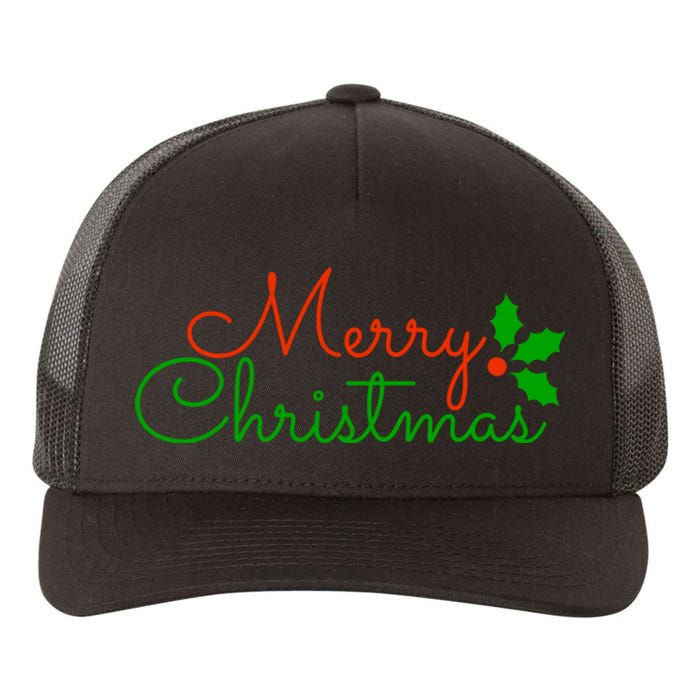 Merry Christmas Festive Logo Yupoong Adult 5-Panel Trucker Hat