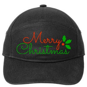 Merry Christmas Festive Logo 7-Panel Snapback Hat