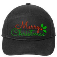 Merry Christmas Festive Logo 7-Panel Snapback Hat