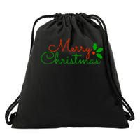 Merry Christmas Festive Logo Drawstring Bag