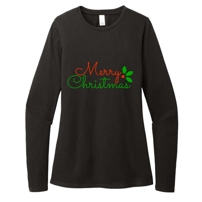 Merry Christmas Festive Logo Womens CVC Long Sleeve Shirt