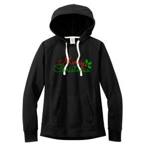 Merry Christmas Festive Logo Women's Fleece Hoodie