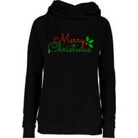 Merry Christmas Festive Logo Womens Funnel Neck Pullover Hood