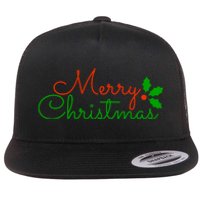 Merry Christmas Festive Logo Flat Bill Trucker Hat