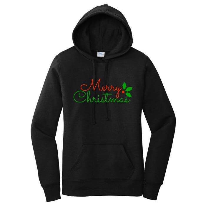 Merry Christmas Festive Logo Women's Pullover Hoodie