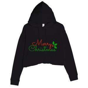 Merry Christmas Festive Logo Crop Fleece Hoodie