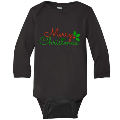 Merry Christmas Festive Logo Baby Long Sleeve Bodysuit