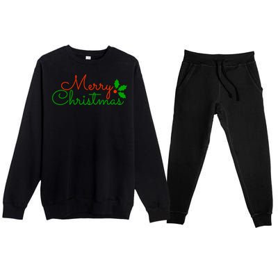 Merry Christmas Festive Logo Premium Crewneck Sweatsuit Set