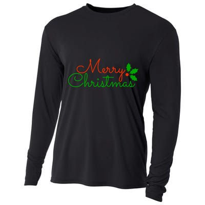 Merry Christmas Festive Logo Cooling Performance Long Sleeve Crew