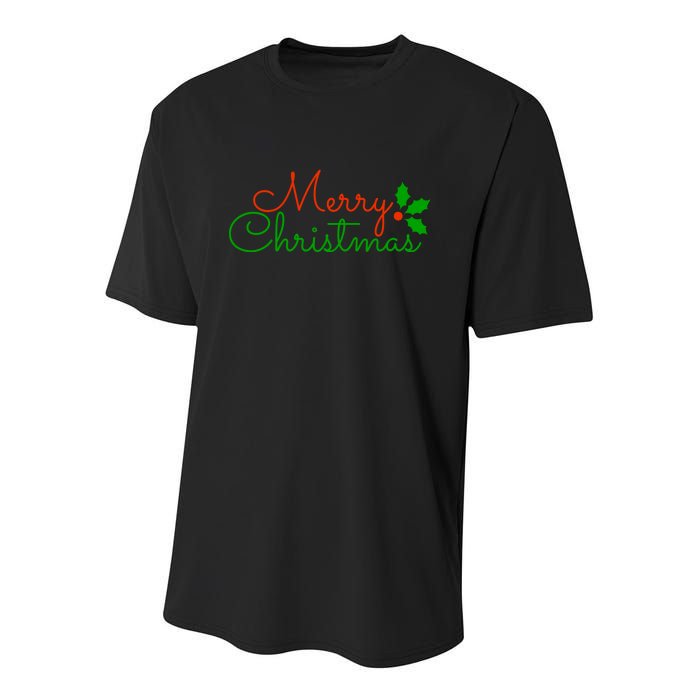 Merry Christmas Festive Logo Youth Performance Sprint T-Shirt