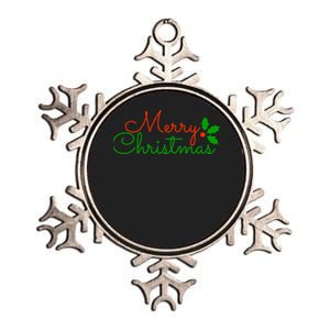 Merry Christmas Festive Logo Metallic Star Ornament