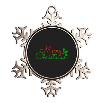 Merry Christmas Festive Logo Metallic Star Ornament