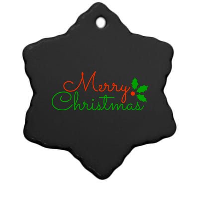 Merry Christmas Festive Logo Ceramic Star Ornament