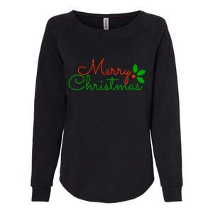 Merry Christmas Festive Logo Womens California Wash Sweatshirt