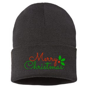 Merry Christmas Festive Logo Sustainable Knit Beanie