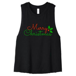 Merry Christmas Festive Logo Women's Racerback Cropped Tank