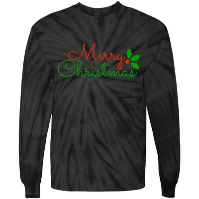 Merry Christmas Festive Logo Tie-Dye Long Sleeve Shirt