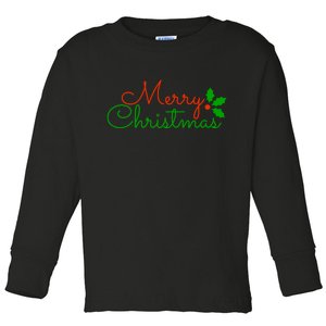 Merry Christmas Festive Logo Toddler Long Sleeve Shirt