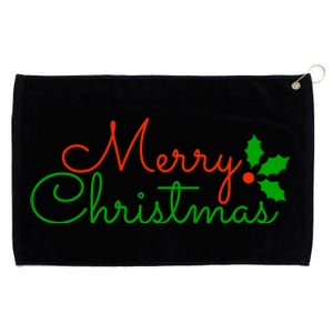 Merry Christmas Festive Logo Grommeted Golf Towel