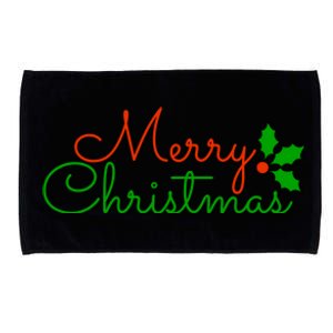 Merry Christmas Festive Logo Microfiber Hand Towel