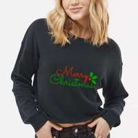 Merry Christmas Festive Logo Cropped Pullover Crew