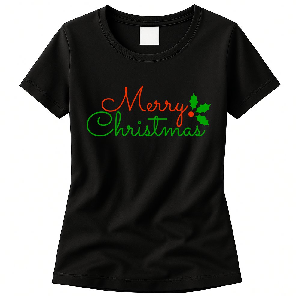 Merry Christmas Festive Logo Womens T-Shirt