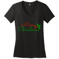 Merry Christmas Festive Logo Women's V-Neck T-Shirt