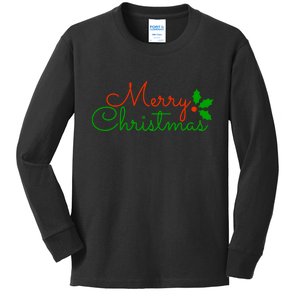 Merry Christmas Festive Logo Kids Long Sleeve Shirt