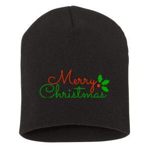 Merry Christmas Festive Logo Short Acrylic Beanie