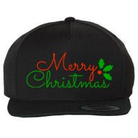 Merry Christmas Festive Logo Wool Snapback Cap