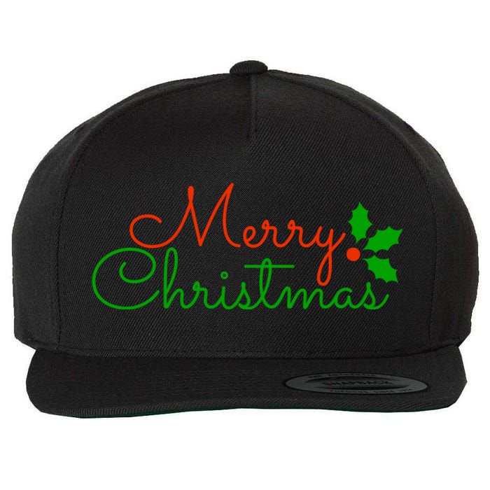 Merry Christmas Festive Logo Wool Snapback Cap