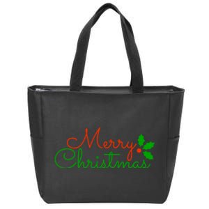 Merry Christmas Festive Logo Zip Tote Bag