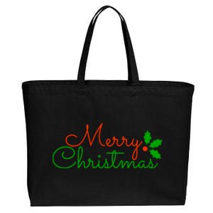 Merry Christmas Festive Logo Cotton Canvas Jumbo Tote