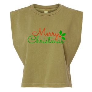 Merry Christmas Festive Logo Garment-Dyed Women's Muscle Tee