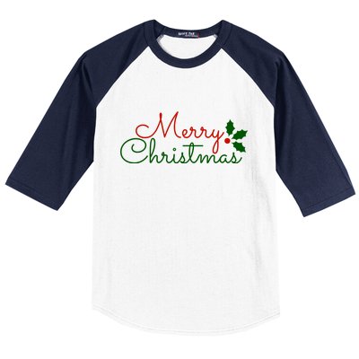 Merry Christmas Festive Logo Baseball Sleeve Shirt