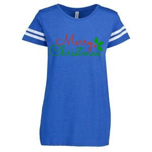 Merry Christmas Festive Logo Enza Ladies Jersey Football T-Shirt