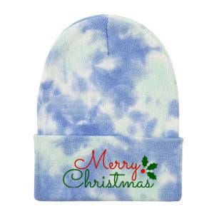 Merry Christmas Festive Logo Tie Dye 12in Knit Beanie