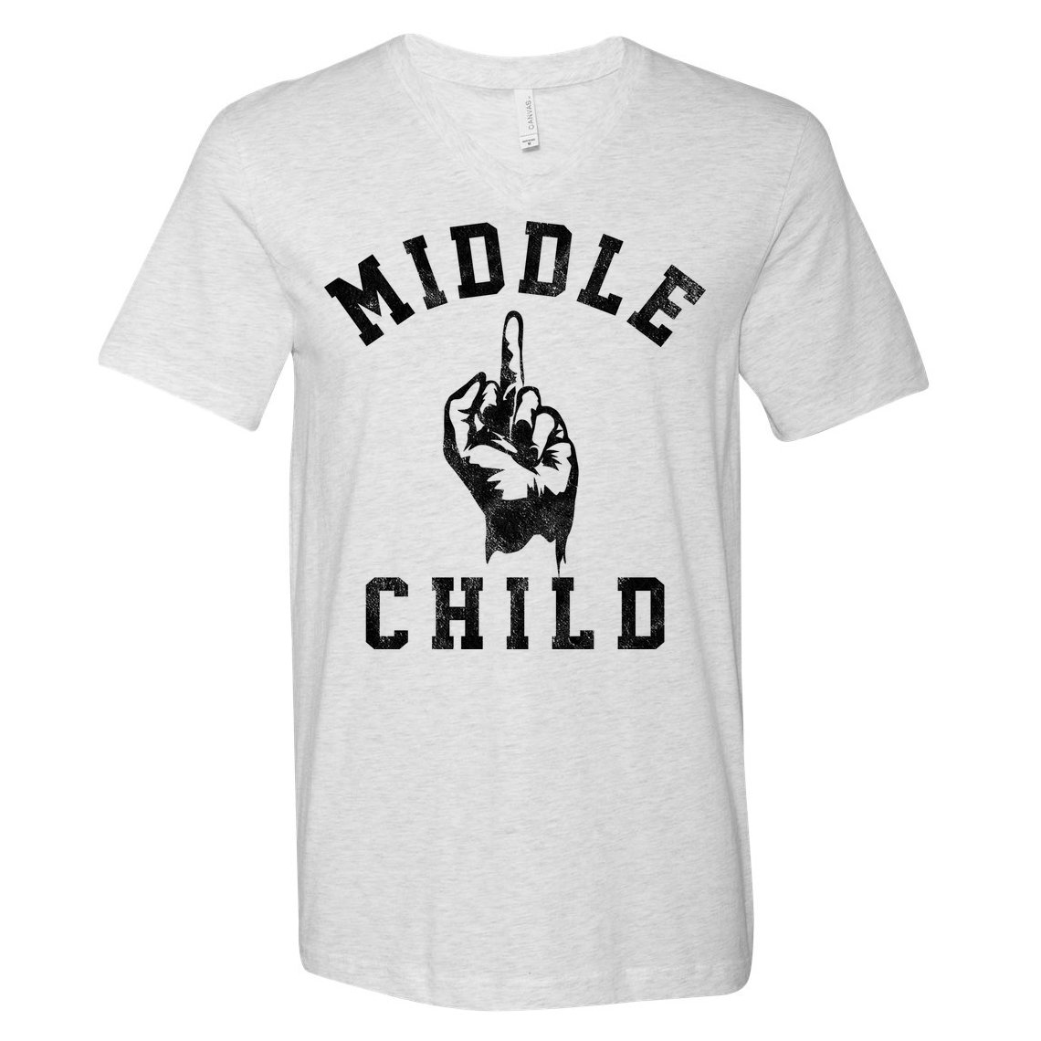 Middle Child Funny Offensive Adult Humor Finger V-Neck T-Shirt