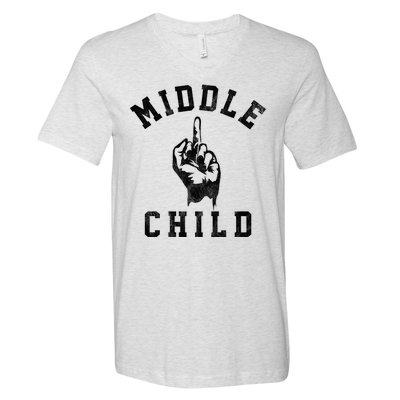 Middle Child Funny Offensive Adult Humor Finger V-Neck T-Shirt