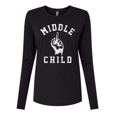 Middle Child Funny Offensive Adult Humor Finger Womens Cotton Relaxed Long Sleeve T-Shirt