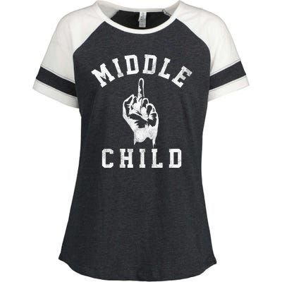 Middle Child Funny Offensive Adult Humor Finger Enza Ladies Jersey Colorblock Tee