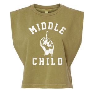 Middle Child Funny Offensive Adult Humor Finger Garment-Dyed Women's Muscle Tee